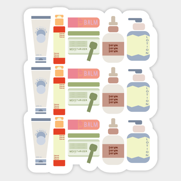 Skincare Essentials Pattern Sticker by aaalou